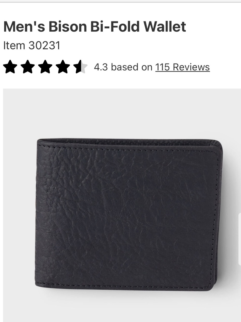 Duluth Men's Bison Bi-Fold Wallet - Black